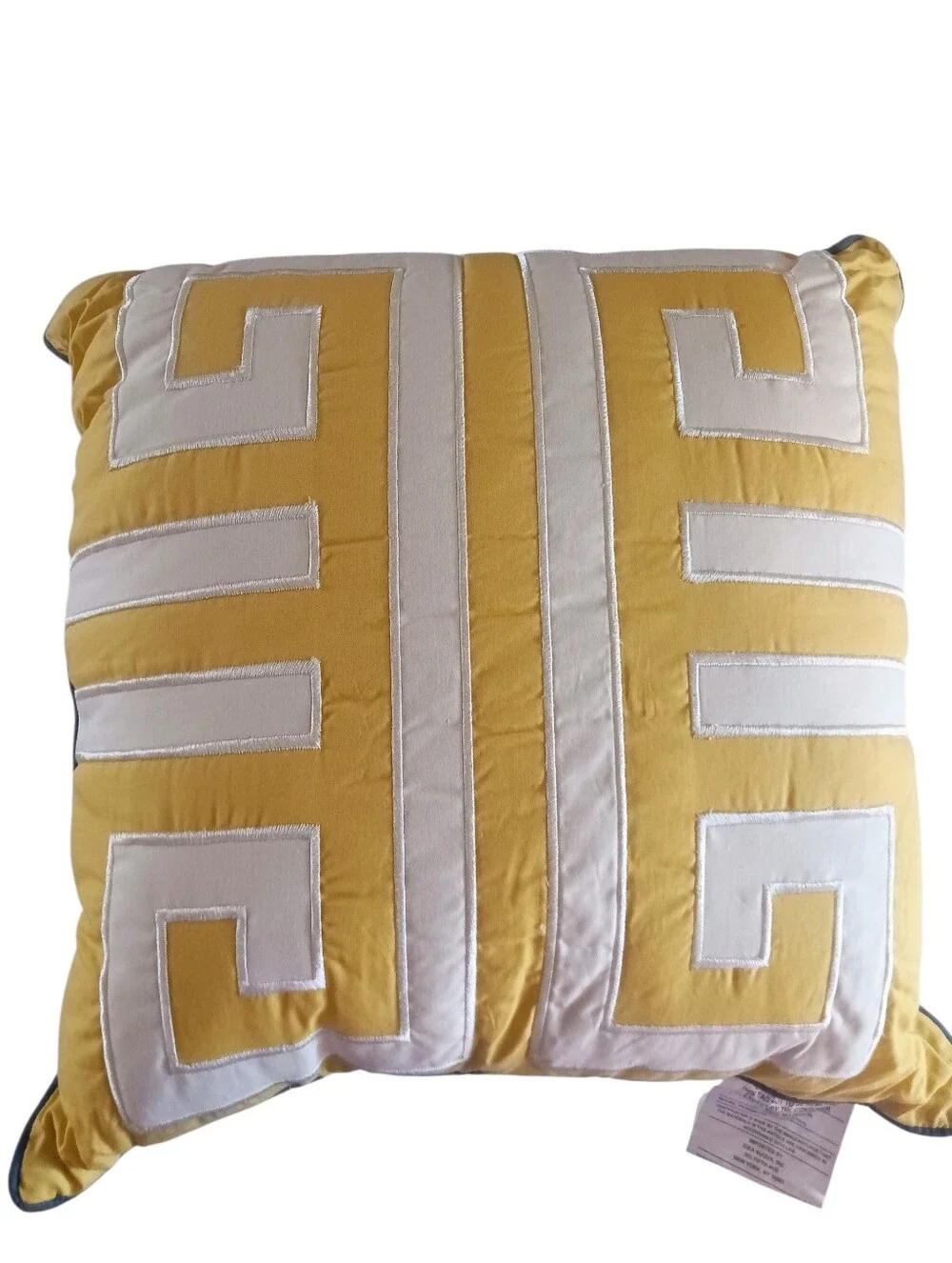 NWT 16X16 Yellow And White  Greek Key Maze Accent Throw Pillow